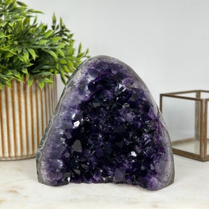 Magnificent Amethyst Cave with Large Deep Purple Crystals, Self Standing Amethyst, 5.5 in Tall Amethyst Stone | CBP1009