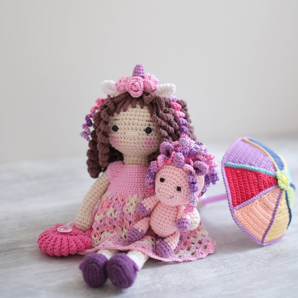 Unicorn toy, Gift for baby girl, Birthday unicorn theme, Unicorn Nursery decor, Doll with clothes - [M size]