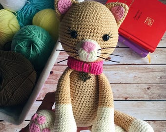 Stuffed cat/Amigurumi animal/Crochet cat/Cat toy/Amigurumi baby/Cat plush/Kitty doll/Amigurumi cat/Nursery decor/Kids room decor/Knitted cat