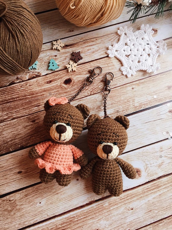 Crochet Keychain/handmade Keychain/bag Accessories/amigurumi Animals/forest  Animals/small Keychain/baby Bear/plushie/baby Gift/handmade Toy 