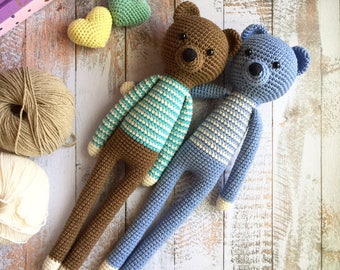 Crochet bear plush toy/Amigurumi animal toys/Stuffed toy for baby/Smart amigurumi bear for gift/Gift for baby/Nursery decor/Baby shower bear