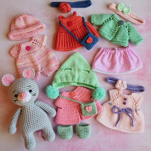 Mouse doll with clothes and accessories, Stuffed animal, Stuffed mouse, Mouse nursery, Baby shower gift