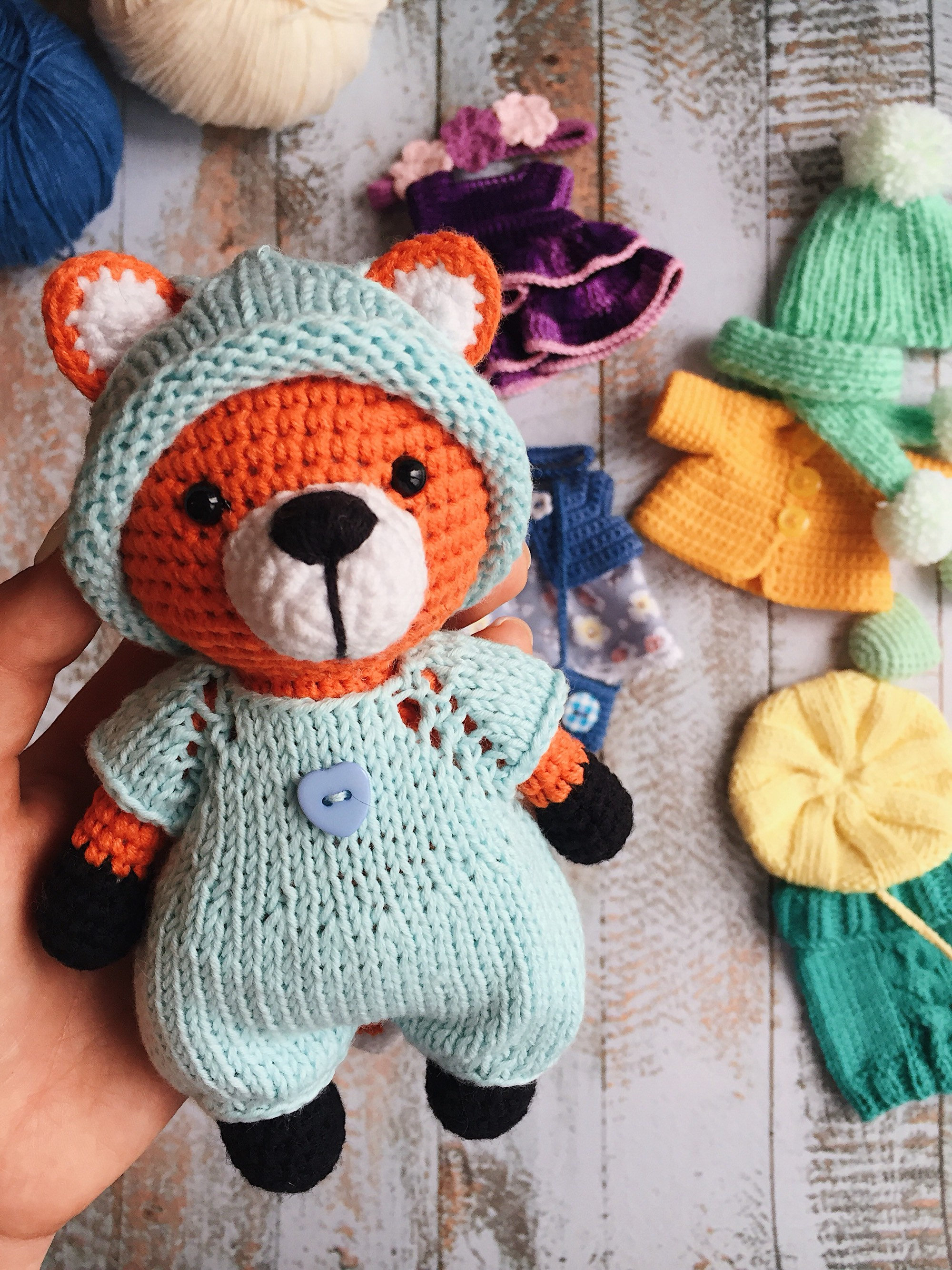 Crochet fox/Doll with clothes/Stuffed animal/Stuffed animal Etsy