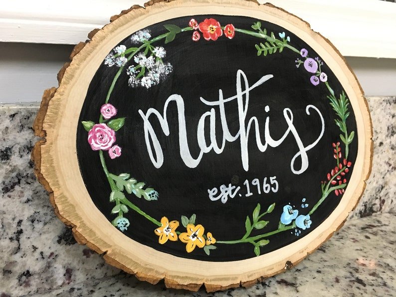 Personalized Hand-painted Wooden Sign - Floral (large) - Etsy