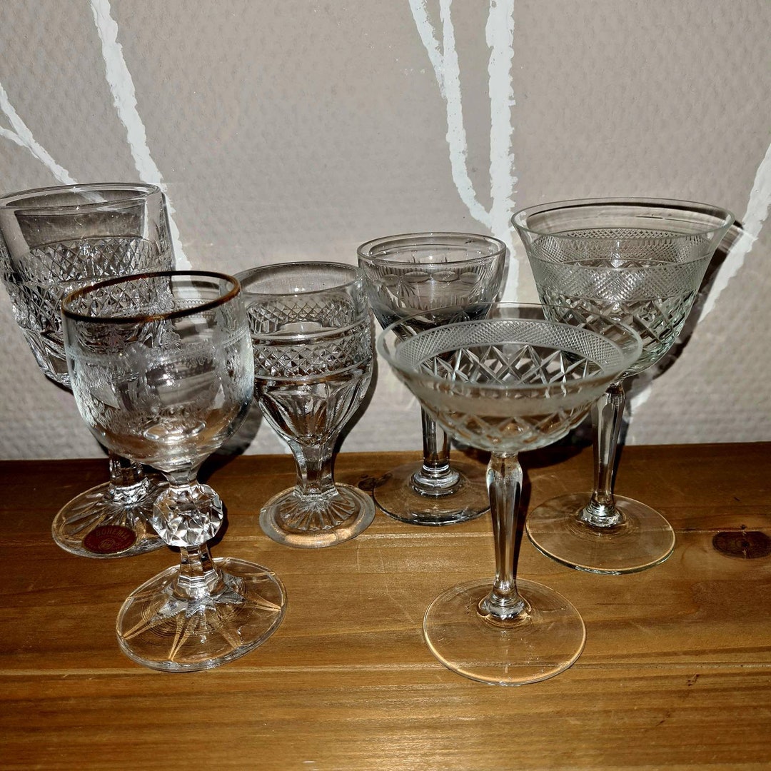 6 Different Old Shot Glasses Collection Etsy