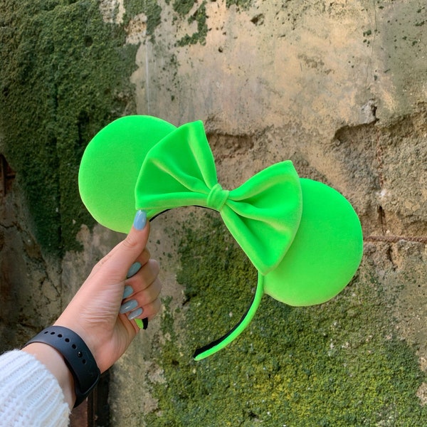Neon green velvet Mickey ears