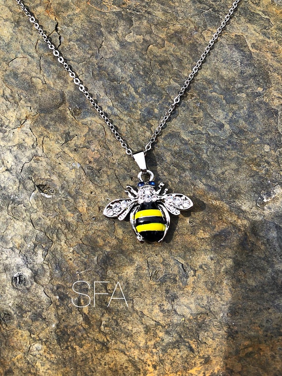 Enamel bee necklace deals