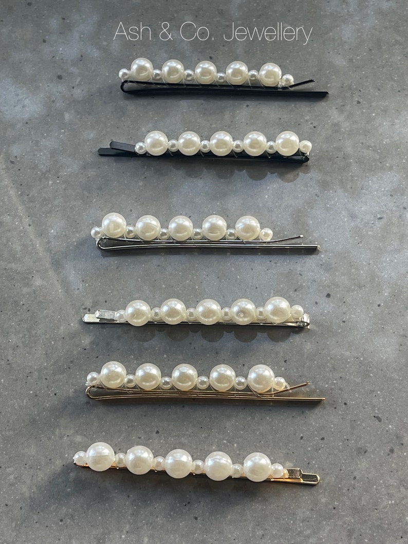 Stunning pearl hair slides. You will receive 2 hair slides, in gold, black or silver. image 10