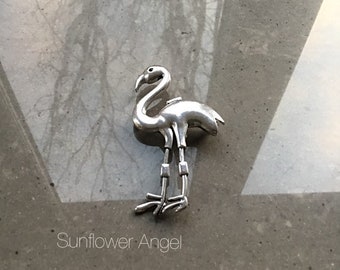 Large flamingo brooch, large steel brooch, stunning and very special.
