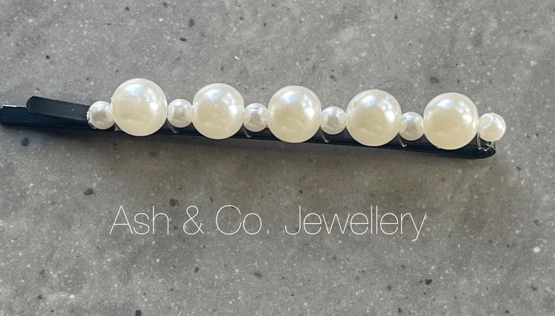 Stunning pearl hair slides. You will receive 2 hair slides, in gold, black or silver. image 9