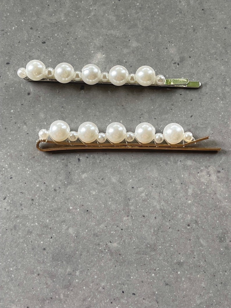 Stunning pearl hair slides. You will receive 2 hair slides, in gold, black or silver. image 2