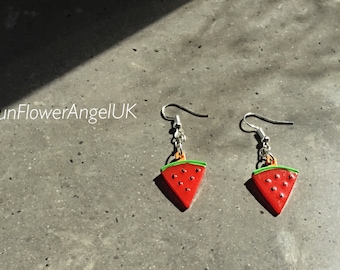 Fun, Earrings, watermelon, Earrings. Hook earrings. Handmade from resin.