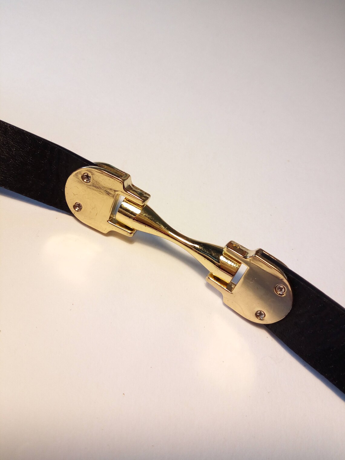 Italian black vintage wrist belt with gold color decorative | Etsy