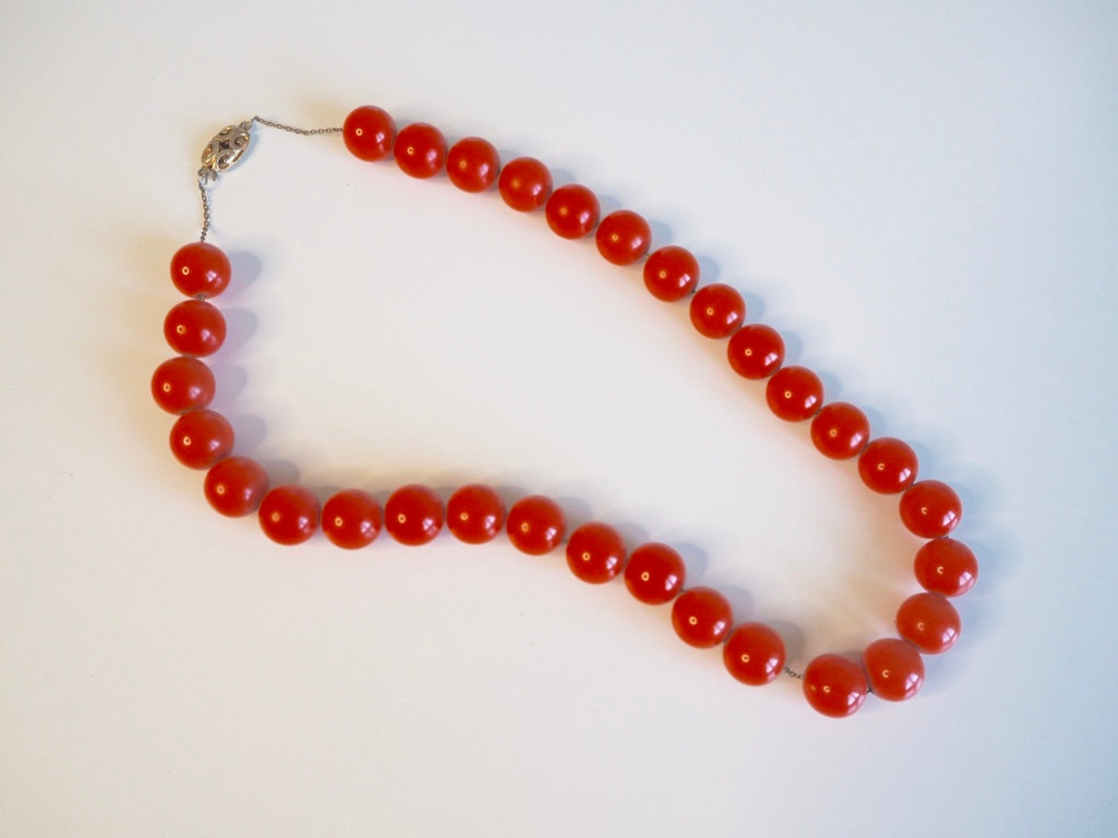 Beautiful orange color vintage necklace of 50's from Italy Etsy