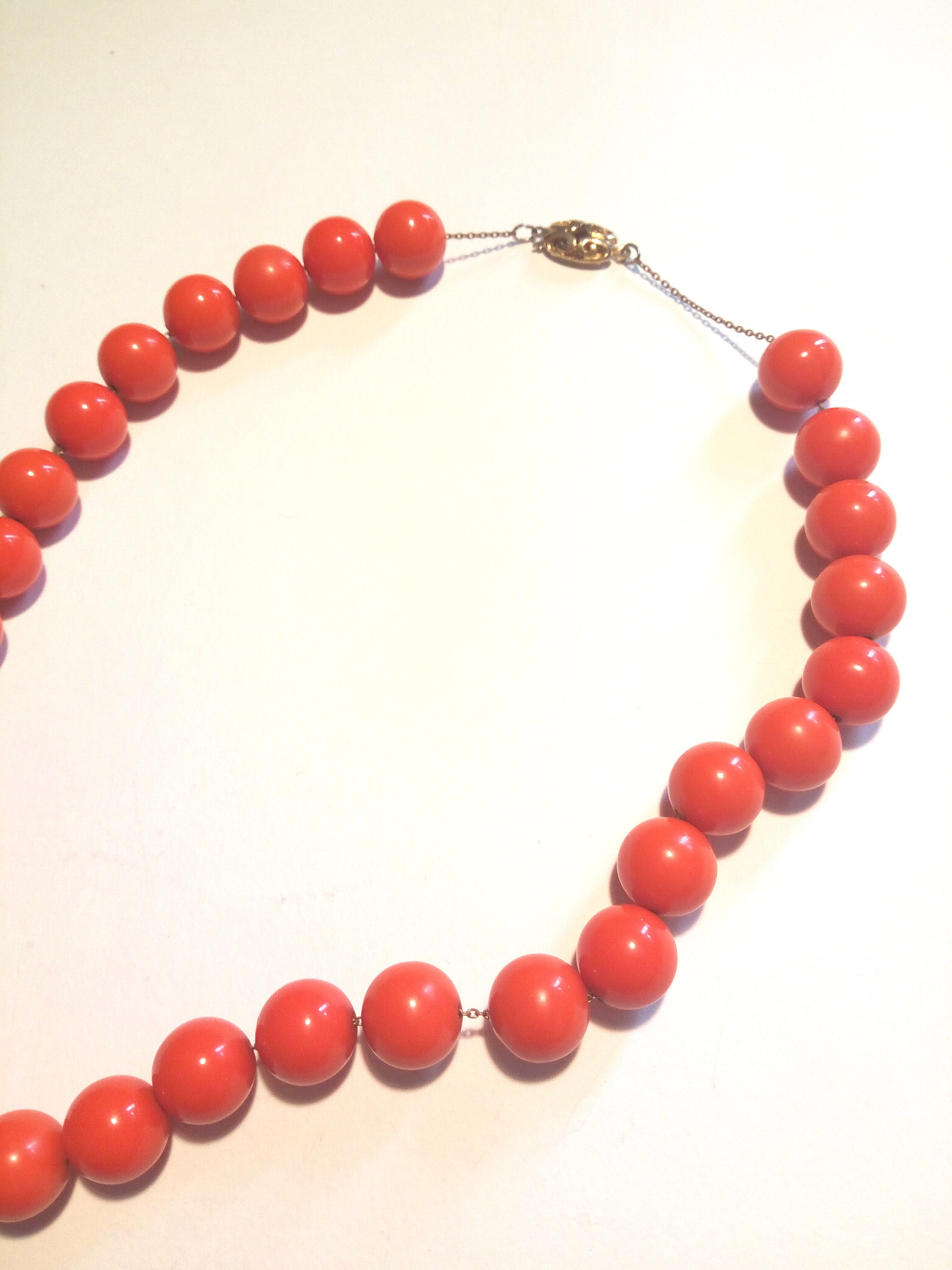 Beautiful orange color vintage necklace of 50's from Italy Etsy