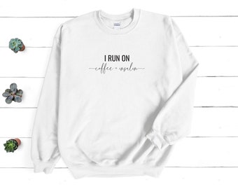 Diabetes Sweater: Crewneck Sweater "I run on coffee and insulin"