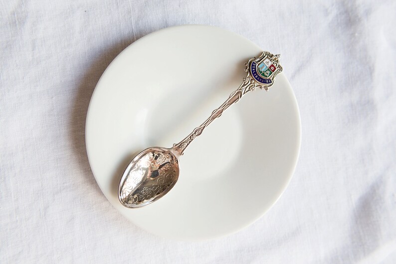 Vintage Silver Tea Spoon Vintage Wedding Gift 145 Irish Silver plated /& Enamel Spoon Dunlaoghaire Souvenir Collectors spoon