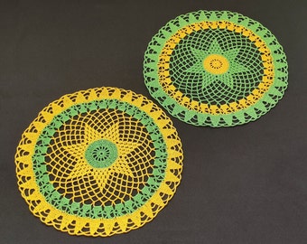 12.6 inches yellow green crochet doily-yellow green doily-green doily-yellow doily-yellow tablecloth crochet doilies-crochet tablecloth