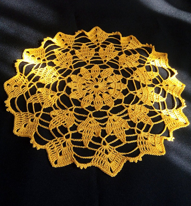 New yellow crochet doily-crochet tablecloth image 1