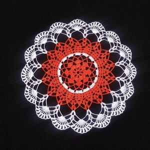 New white orange crochet doily-round doily-crochet tablecloth