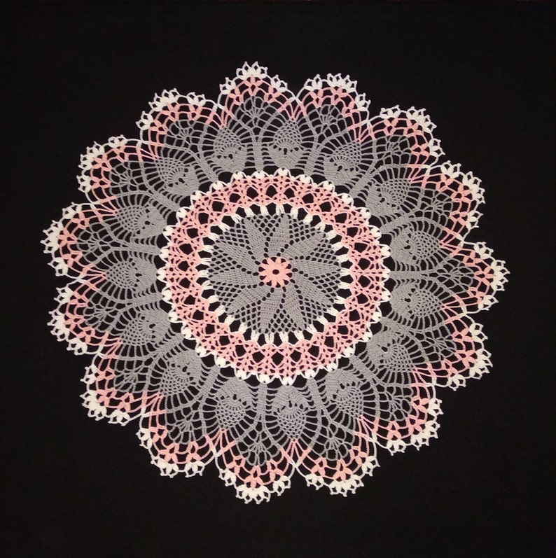 Crochet doilies-large crochet doily 23,2round tablecloth-Home decor-pink doily-gray crochet doily-crochet tablecloth image 3