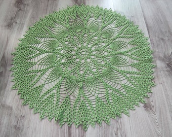 New salad crochet doily 32.3 inches-light green crochet tablecloth