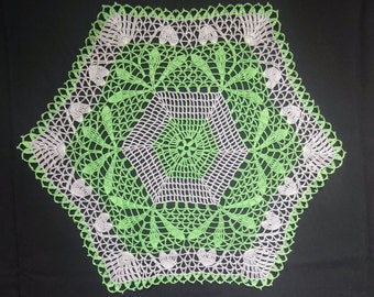 22 inches green gray round crochet doily-round tablecloth-Home decor-green doily-crochet tablecloth