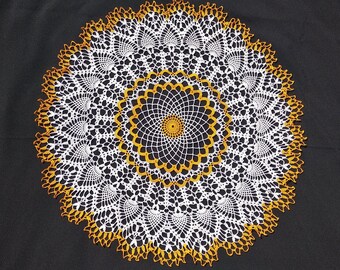 Large crochet tablecloth 30,7 inches-large crochet doily-round tablecloth-Home decor-yellow doily-white crochet doily-crochet tablecloth