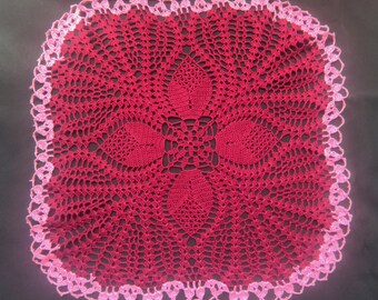 square doily-burgundy pink doily-crochet doily-crochet tablecloth-crochet doilies-crochet gift- crocheted doily-crochet napkin