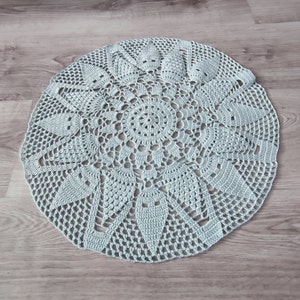 Blue round crochet doily 17,3&quot;-round tablecloth-Home decor- blue doily-crochet tablecloth