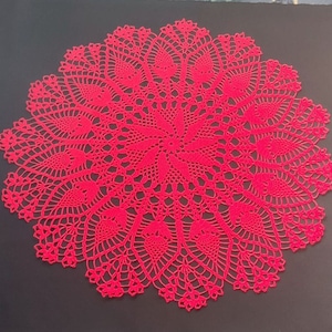 christmas crochet doily-red doily-crochet doilies  24,8 inches - crochet tablecloth