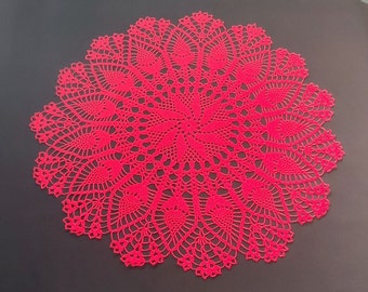 christmas crochet doily-red doily-crochet doilies  24,8 inches - crochet tablecloth