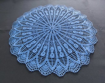 New dirty blue crochet doily 20.5 inches-crochet tablecloth