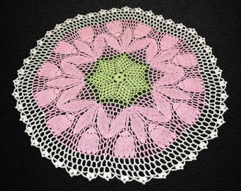 20.5 inches pink green milk crochet doily-crochet tablecloth