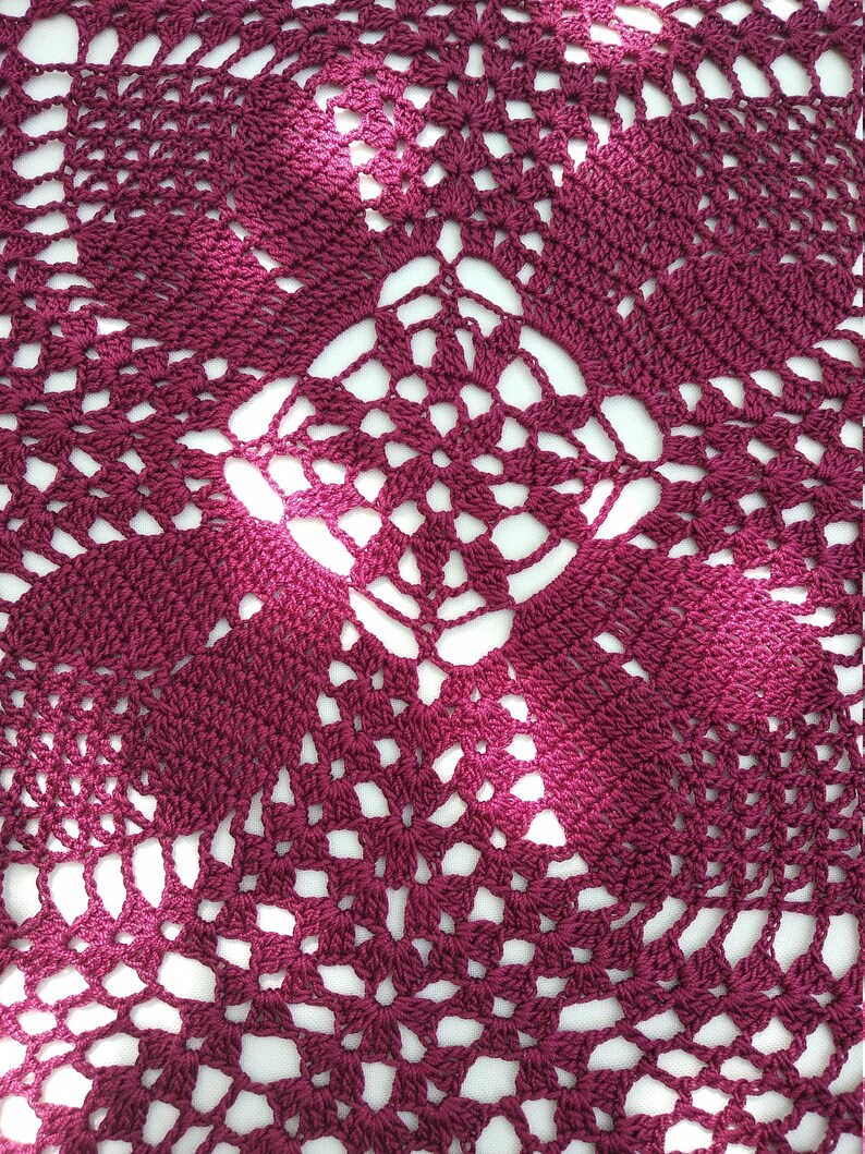 Square Doilyburgundy Doilycrochet Doilycrochet Tableclothcrochet