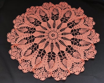 Peach crochet doily 22" round tablecloth doilies handmade tablecloth-lace doily-napkin-large doily