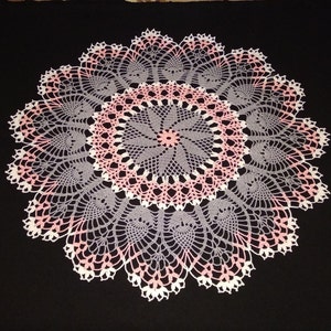 Crochet doilies-large crochet doily 23,2round tablecloth-Home decor-pink doily-gray crochet doily-crochet tablecloth image 1