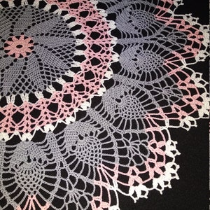 Crochet doilies-large crochet doily 23,2round tablecloth-Home decor-pink doily-gray crochet doily-crochet tablecloth image 2