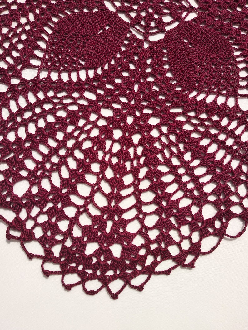 Square Doilyburgundy Doilycrochet Doilycrochet Tableclothcrochet