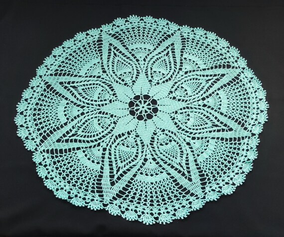Crochet Doilies-large Crochet Doily 23round Tablecloth-home Decor-blue Doily-gray  Crochet Doily-crochet Tablecloth 