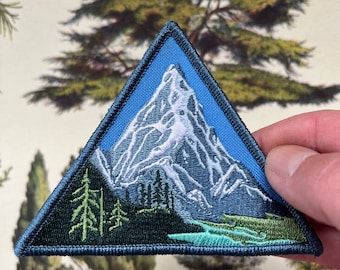 Alpine Lake Embroidered Hiking Patch, Mountain Backpack Decor