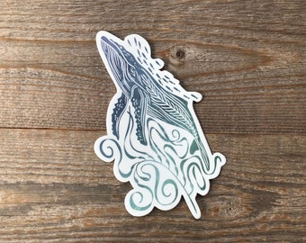 Humpback Sticker | Whale | Decal | Vinyl | Ocean | Northwest | Beach | Pacific | Whales | Bumper Sticker | Whale Sticker | Laptop Sticker