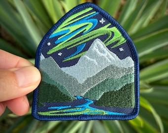 Northern Lights Embroidered Patch, Aurora Borealis, Night Sky