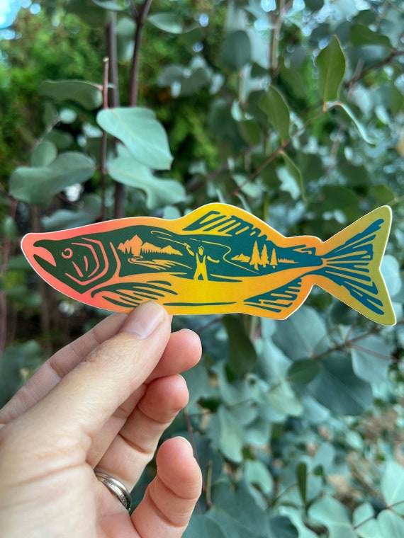 25 Autocollants Pêche à La Mouche, Truite, Saumon, Motifs Poissons
