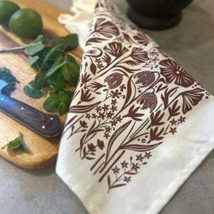 Tea Towel Wildflowers, Dish Towel, Kitchen Towel, Printed Tea Towel, Screenprinted