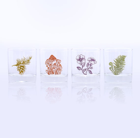 Botanical Cocktail Glass Set, Unique Canadian Made Gift