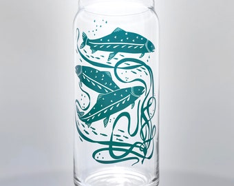Beer Lovers Gift | Beer Glass | Pint Glass | Salmon | Fishing | Ocean |