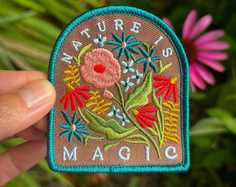 Floral Embroidered Patch, Wild Garden Design