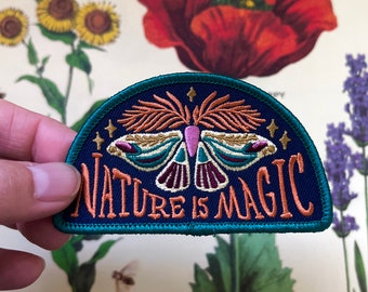 Magic Moth Embroidered Patch, Nature is Magic, Sew-On Applique