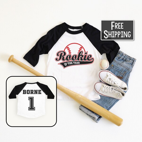 Custom Baseball Rookie Of The Year First Birthday Bodysuit With Name And Number | 1st Birthday Cake Smash Outfit | 1/2 Birthday Outfit